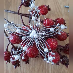 Christmas Ornament with Stones / Pearls and Upcycled / Crafted / handmade